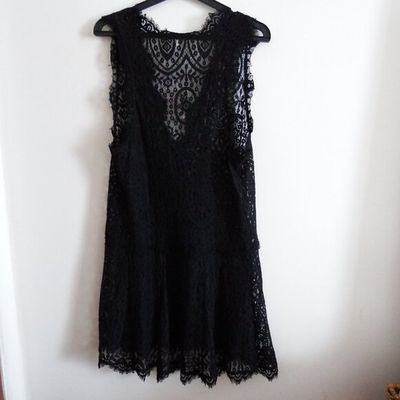 NWT Free People Black Boho Baby Doll Lace Dress Beach L - Picture 3 of 7